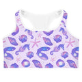 Stylish Sea Princess Sports bra featuring marine motifs, perfect for wicking sweat during workouts and seaside adventures.