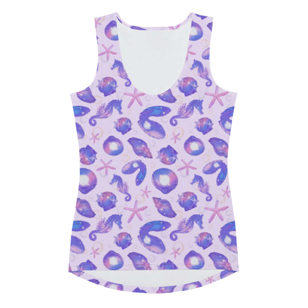 Stylish Sea Princess Tank Top featuring colorful sea creature patterns, perfect for summer fun and comfort.