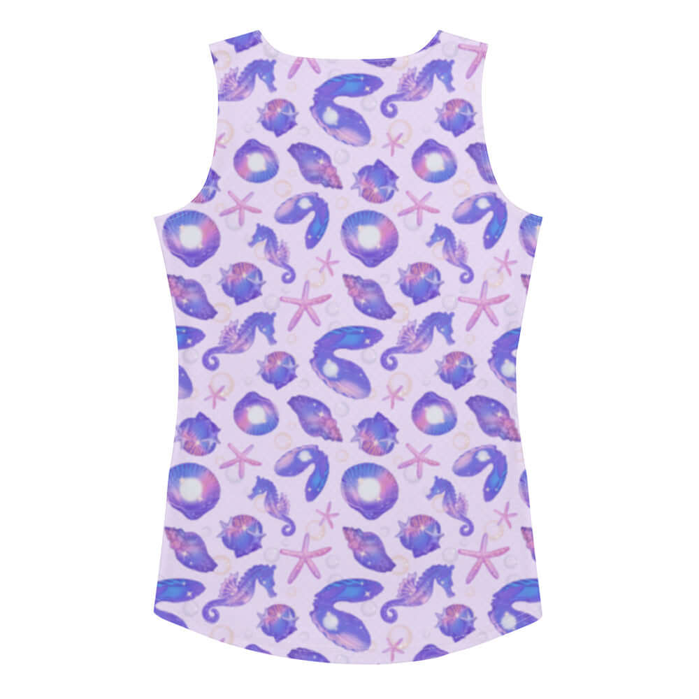 Stylish Sea Princess Tank Top featuring vibrant marine patterns, perfect for summer days. Order one size down for a snug fit!
