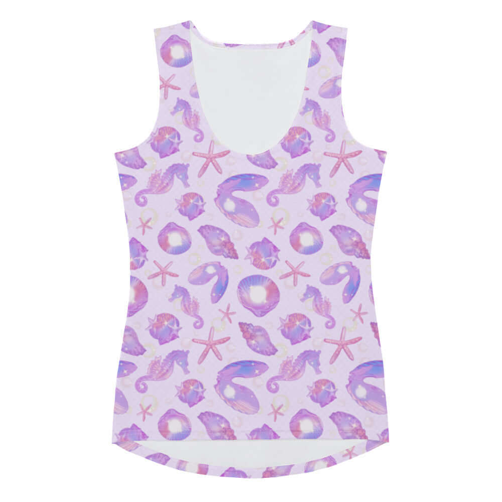 Stylish Sea Princess Tank Top featuring vibrant sea life patterns, perfect for summer days and unique fashion.