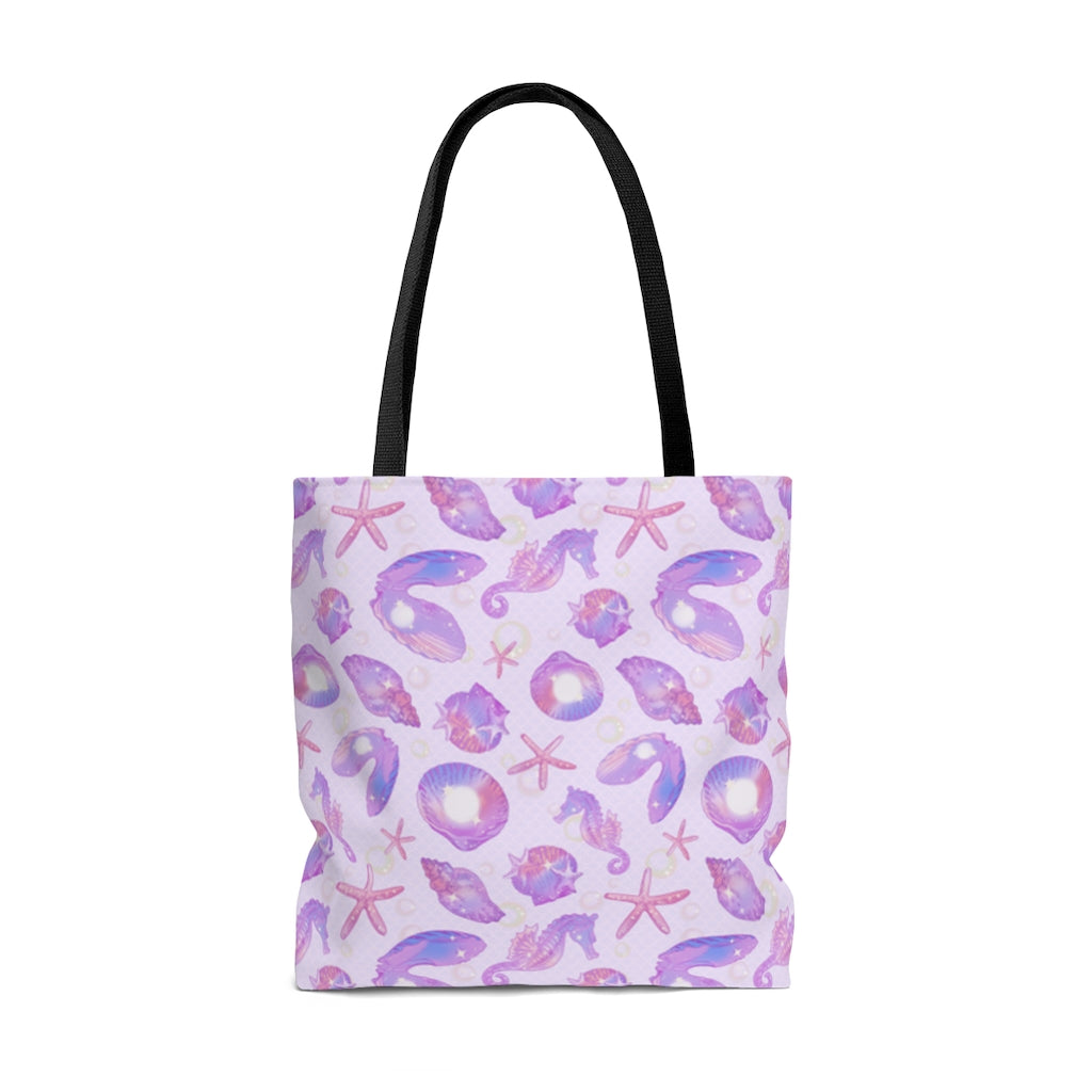 Stylish Sea Princess Tote Bag (Pink) featuring vibrant marine designs, perfect for summer outings and adventures.