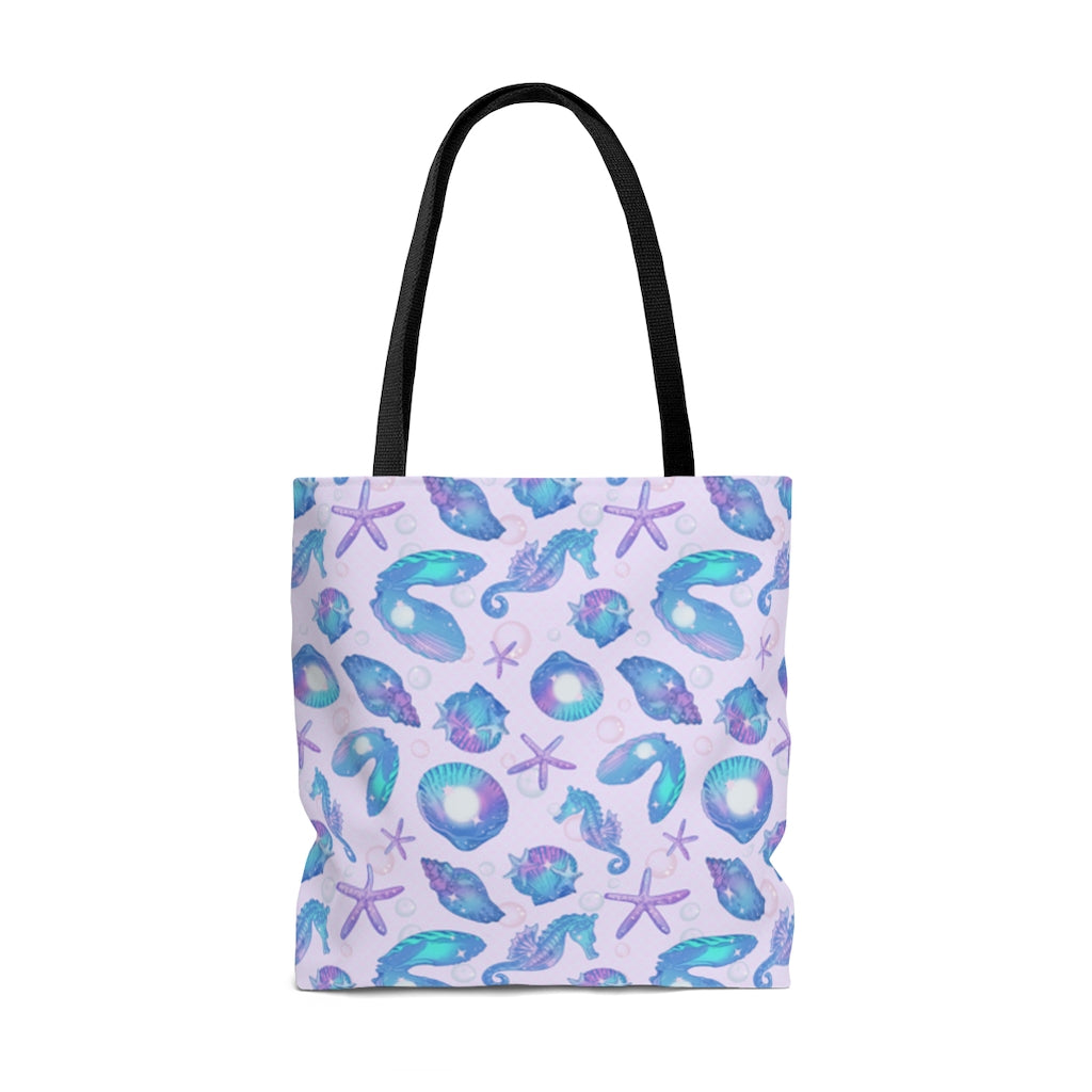 Stylish Sea Princess Tote Bag (Turquoise) features iridescent designs, perfect for summer outings and versatility.