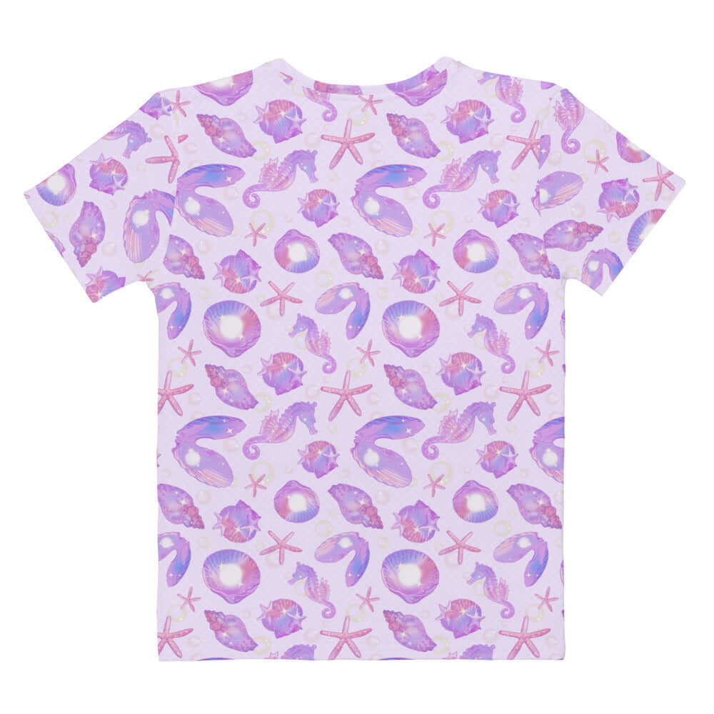 Sea Princess T-shirt features a colorful seashell design, perfect for mermaid vibes and stylish comfort.