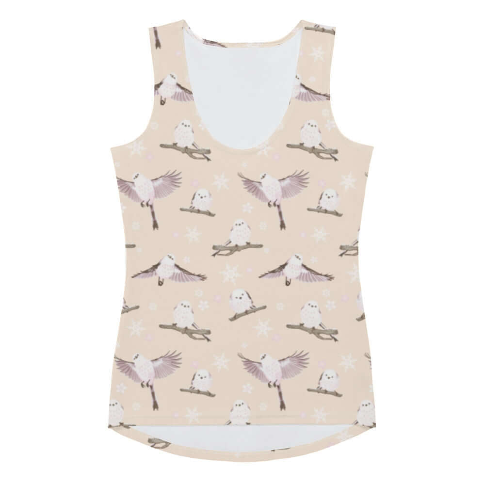 Snow Bird Tank Top features a cozy bird print, perfect for a warm, stylish holiday look. Order one size down for fit!