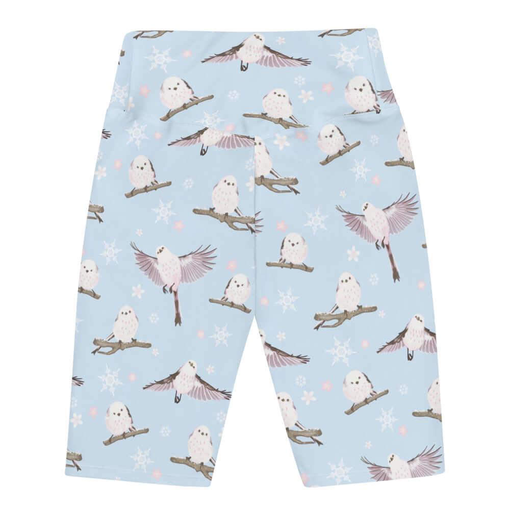 Soft and stylish, the Snow Bird Biker Shorts from Koibito Clothing feature a cute bird print for comfort and flair.
