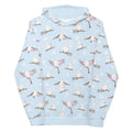 Cozy up in the Snow Bird Hoodie featuring cute birds and a vibrant winter print, perfect for holiday warmth.