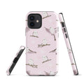 Stylish Snow Bird iPhone® Tough Case featuring cute birds and snowflakes for durable, year-round protection.