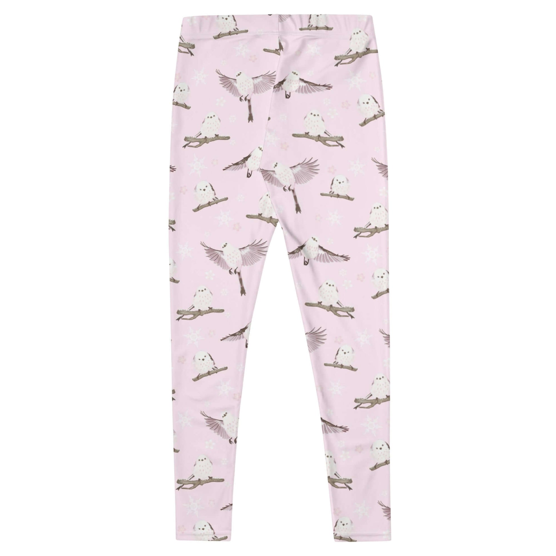 Snow Bird Leggings feature a soft pastel design with adorable birds, perfect for cozy winter wear.