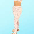 Stylish Snow Bird Leggings in soft pastels, featuring a charming bird print, perfect for winter comfort.
