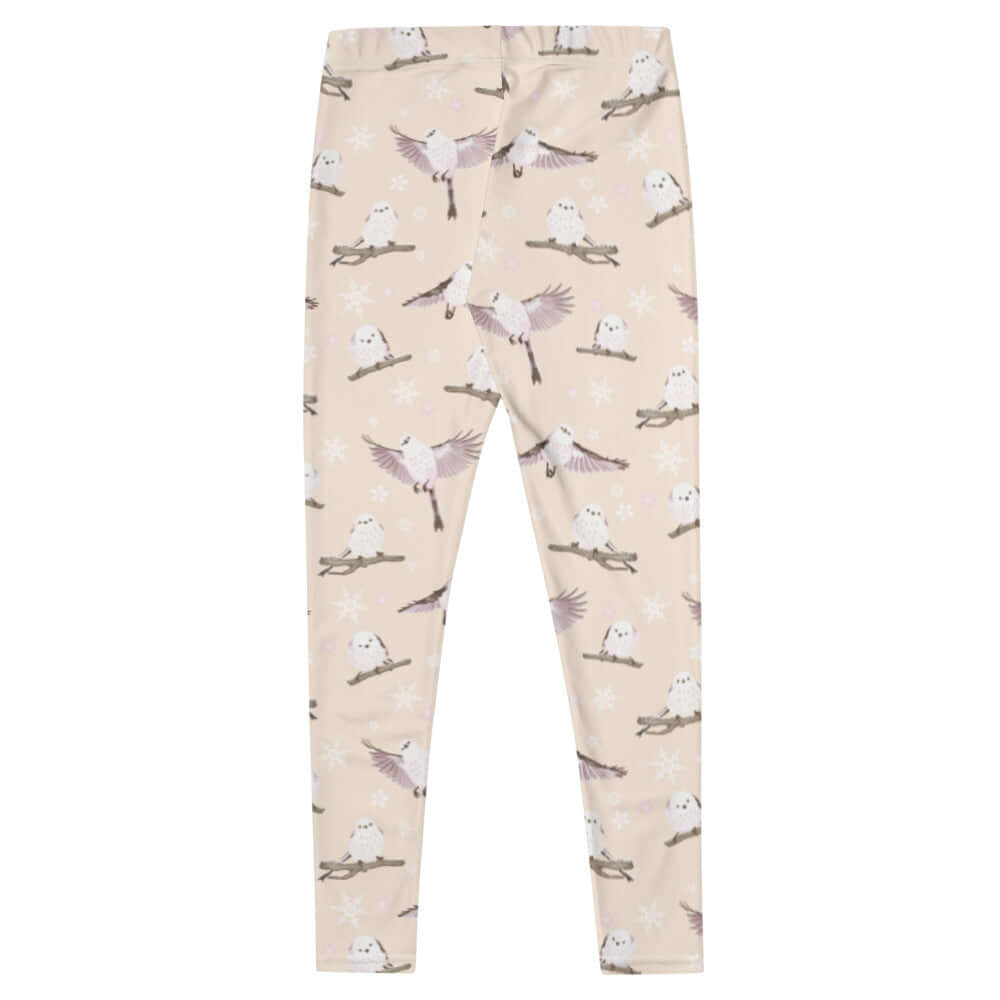 Shop our Snow Bird Leggings featuring a charming pastel print of birds and snowflakes, perfect for winter comfort!