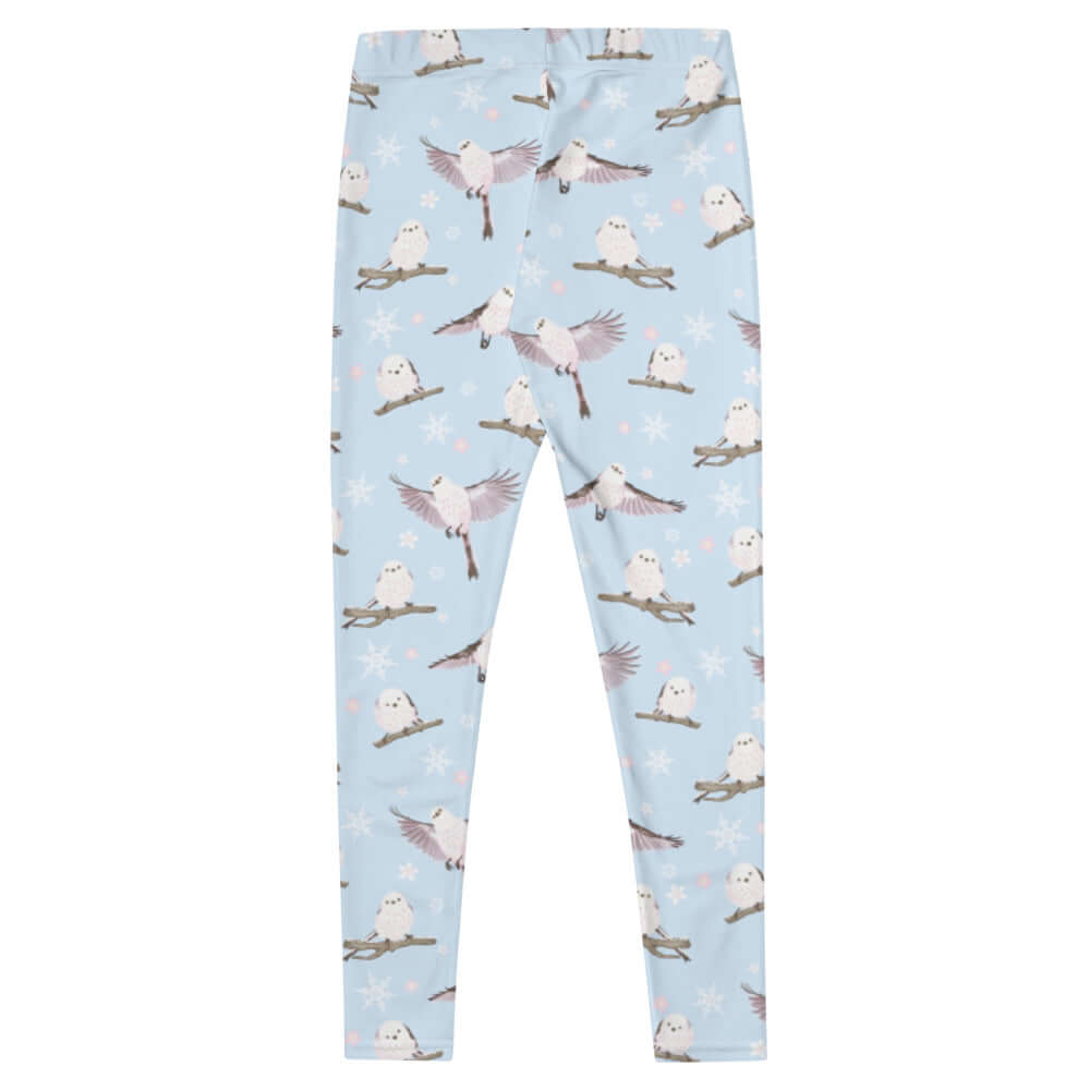 Charming Snow Bird Leggings in soft pastel colors, perfect for a cozy winter look this season.
