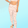 Stylish Snow Bird Leggings feature a pastel print, perfect for winter comfort and fashion all season long.