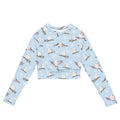 Stylish Snow Bird Long-sleeved Crop Top made from recycled materials, perfect for sports or casual wear.
