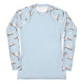 Stylish Snow Bird Rash Guard featuring a smooth design, perfect for sun protection during active sports.