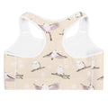 Snow Bird Sports bra features a cute bird pattern, perfect for stylish workouts while staying dry and comfortable.