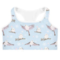 Stylish Snow Bird Sports bra featuring a cute bird print, perfect for a trendy workout at your favorite gym.