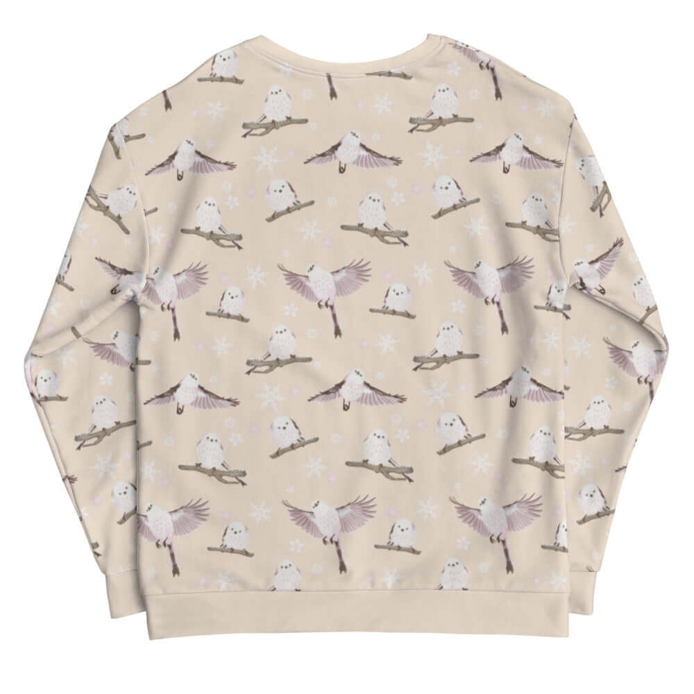 Cozy Snow Bird Sweatshirt featuring adorable birds and snowflakes, perfect for a warm holiday vibe.