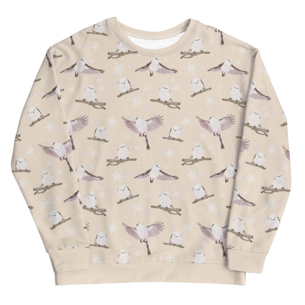 Cozy up in the Snow Bird Sweatshirt featuring adorable birds, perfect for holiday warmth and comfort.