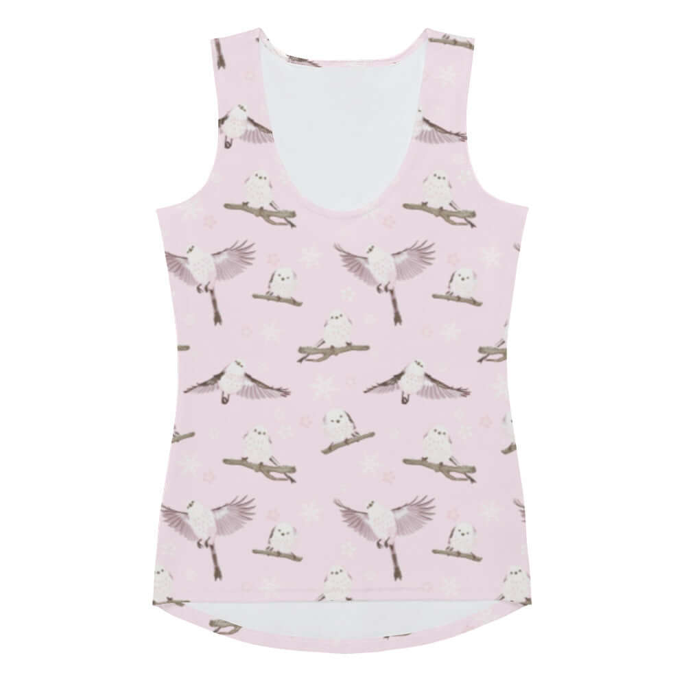 Cute Snow Bird Tank Top with charming bird print, perfect for a cozy holiday vibe. Ideal for a snug fit!