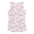 Snow Bird Tank Top features a charming bird pattern on a soft pink background, perfect for a cozy holiday vibe.