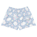 Snow Bunny Athletic Short Shorts in a cute bunny print, perfect for comfort and style, with handy pockets.