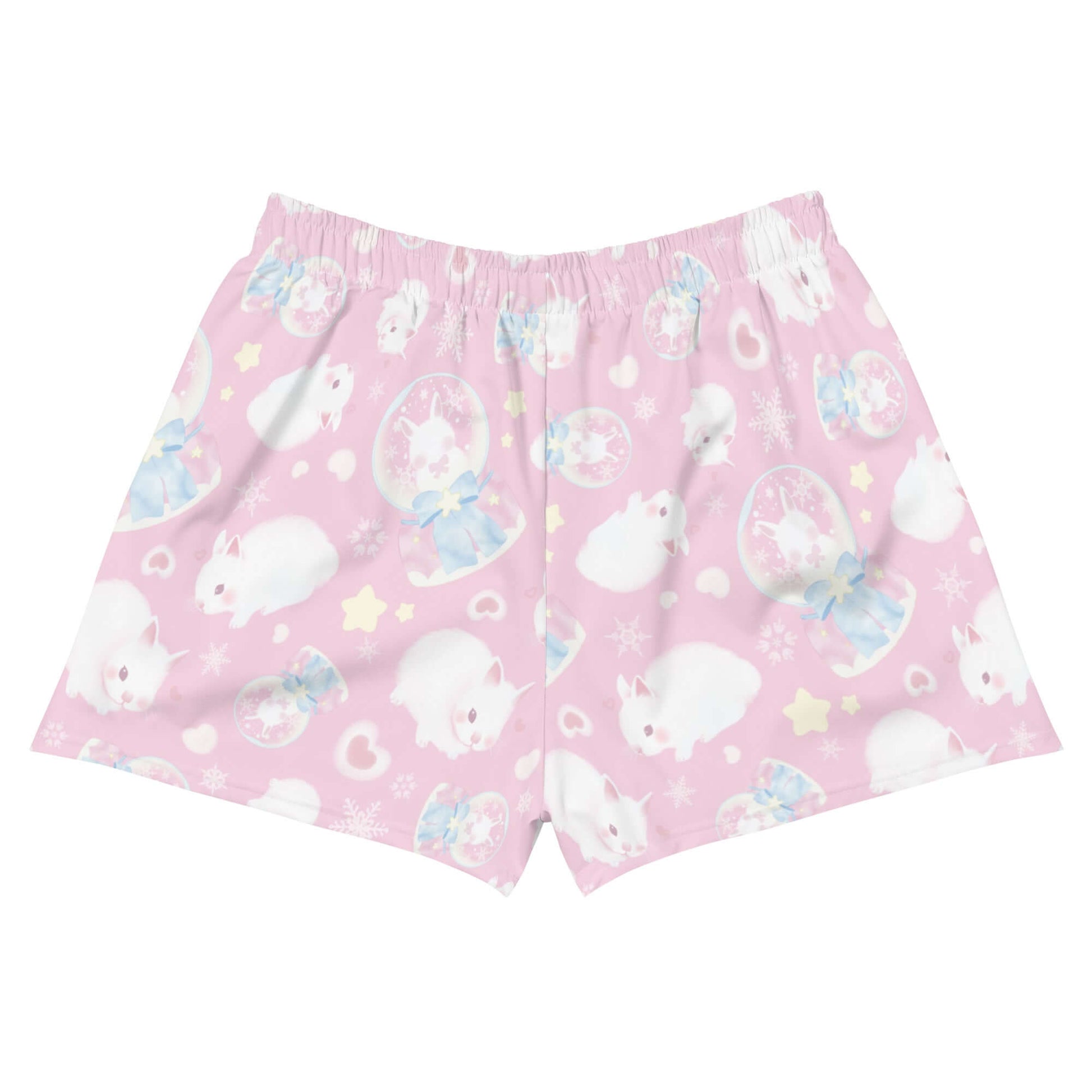 Cute and comfy Snow Bunny Athletic Short Shorts featuring playful bunny patterns, perfect for any casual occasion.