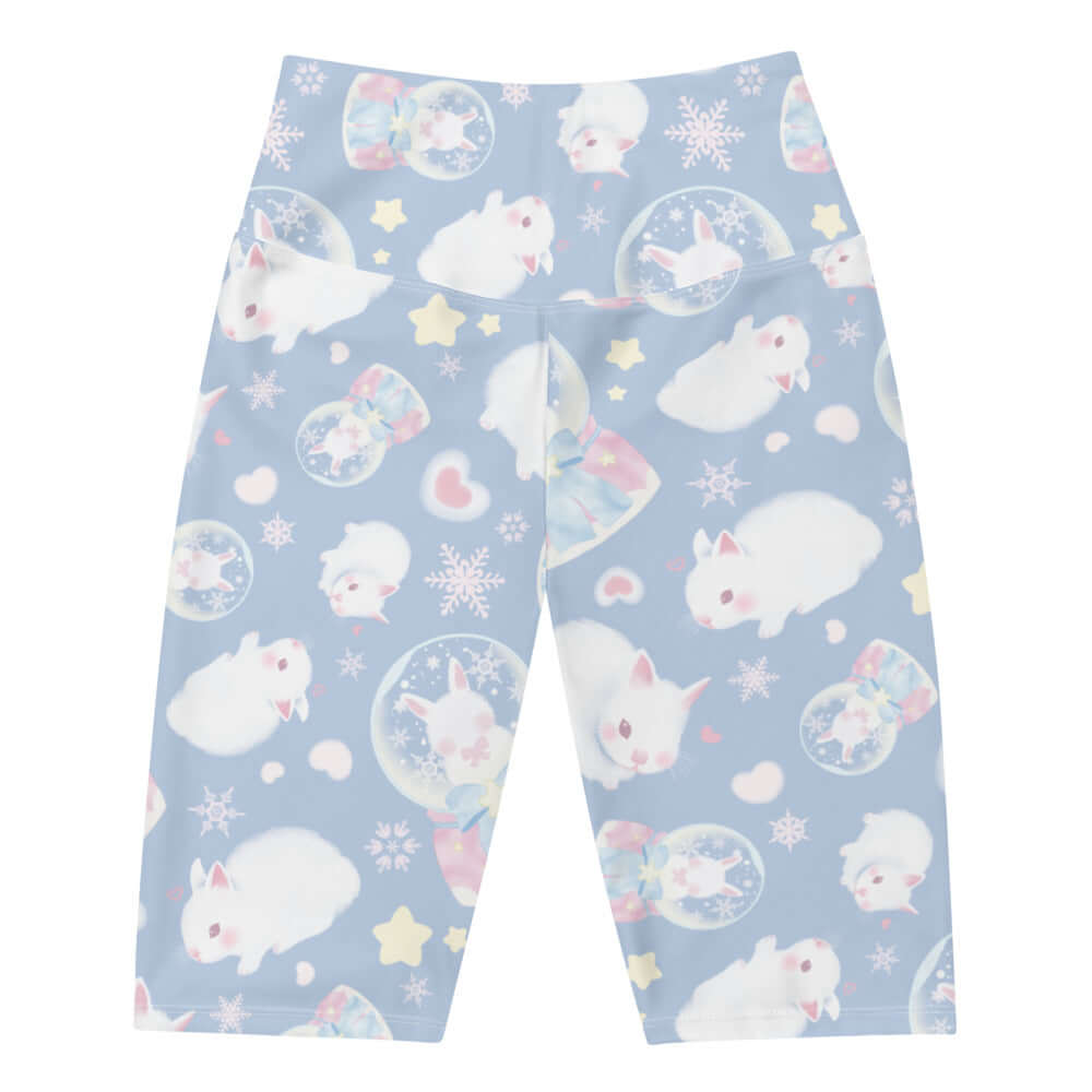 Snow Bunny Biker Shorts feature a playful bunny print, perfect for workouts or casual wear at your favorite store.