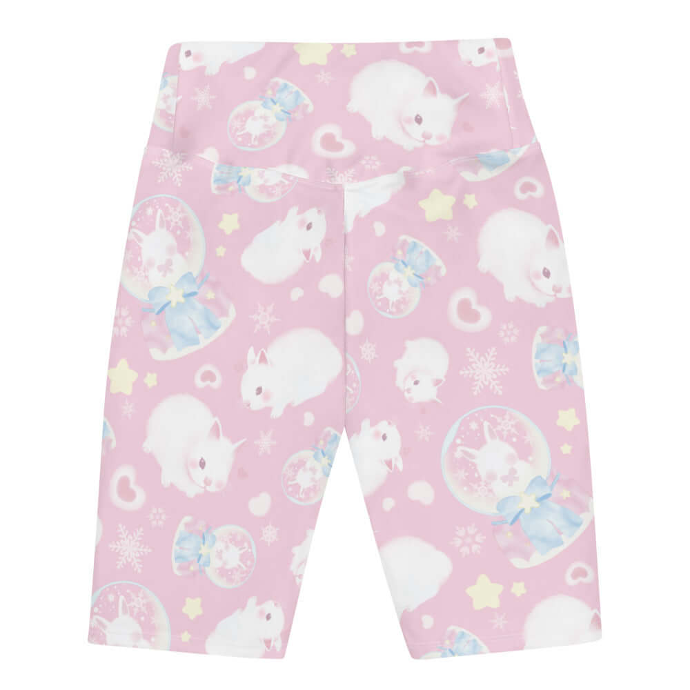 Snow Bunny Biker Shorts featuring cute bunnies, perfect for workouts or casual outfits. Embrace kawaii style!