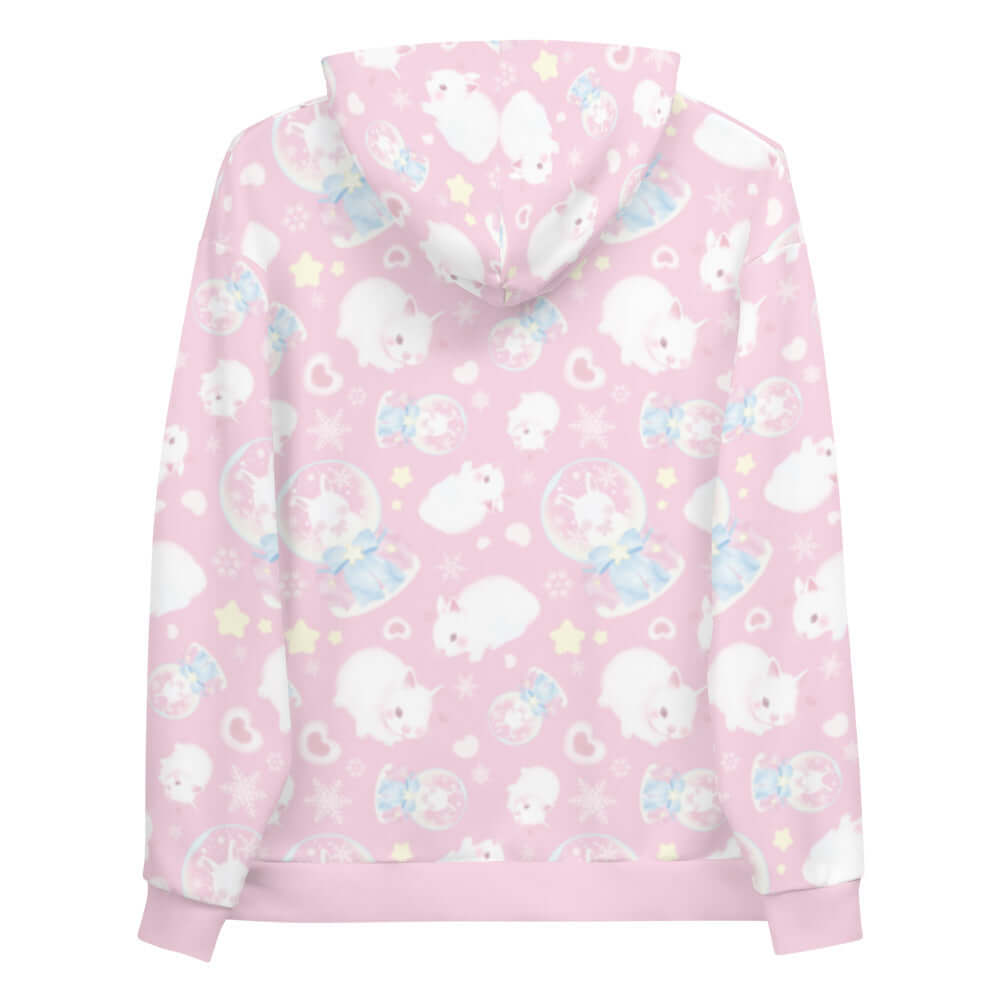 Cozy Snow Bunny Hoodie in pastel pink with adorable bunny print, perfect for a cute, comfy style.