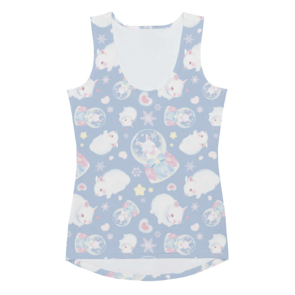 Playful Snow Bunny Tank Top featuring cute bunnies, perfect for a girly yet tough workout. Ideal for body-hugging fit!