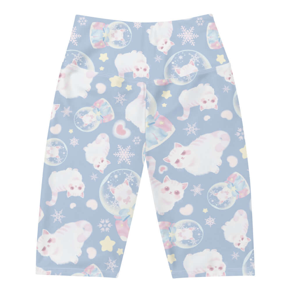 Fluffy Snow Kitten Biker Shorts featuring playful kitten designs, perfect for workouts and stylish outfits.