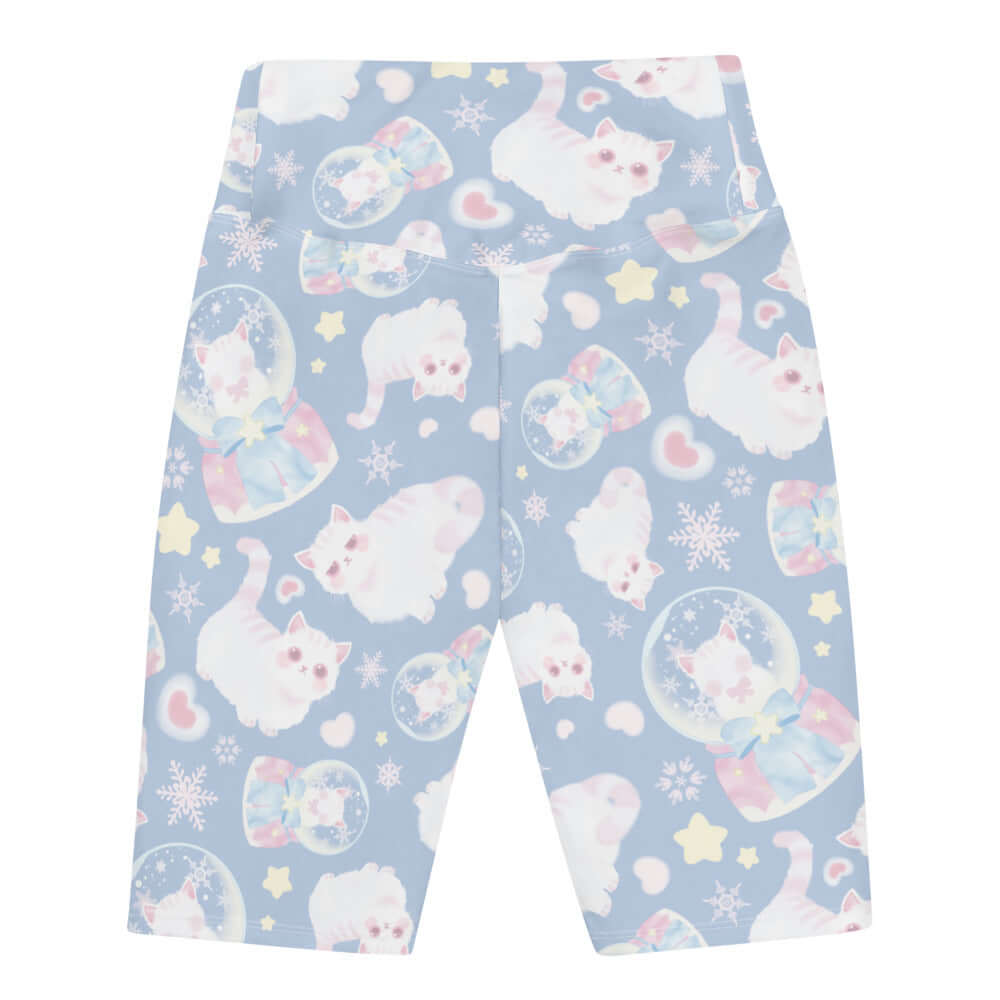 Cozy and cute, the Snow Kitten Biker Shorts feature fluffy kittens for a fun workout look. Perfect for your kawaii style!