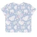 Snow Kitten Crop Top featuring a playful cat pattern, perfect for casual outings or workouts. Sweet and feminine style!