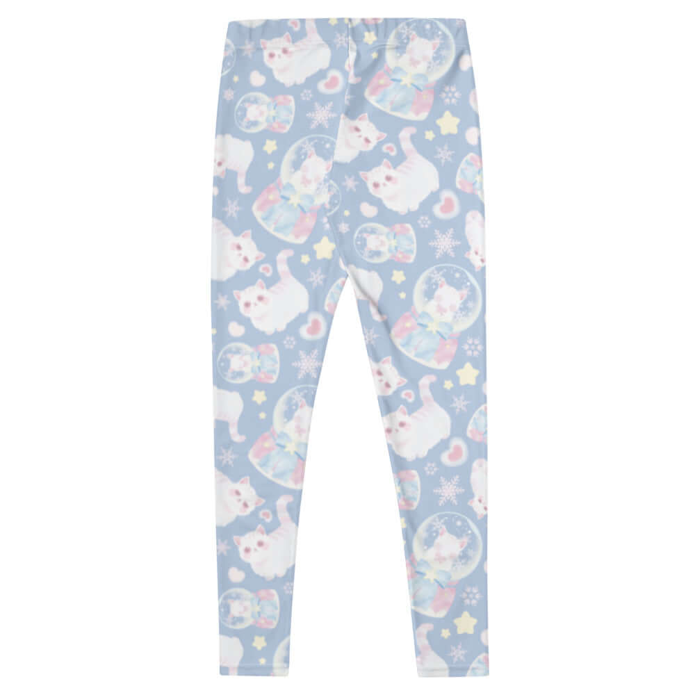 Snow Kitten Leggings feature a playful kitten print, perfect for lounging or workouts in style and comfort.