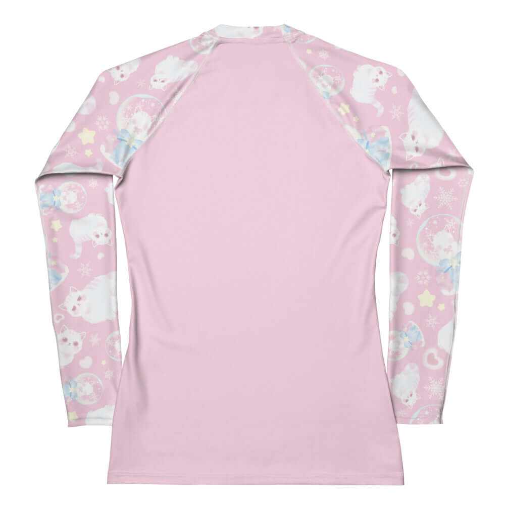 Snow Kitten Rash Guard features playful designs, perfect for activewear while protecting against sun and wind.