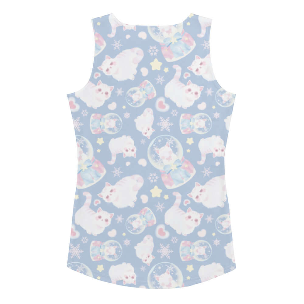 Snow Kitten Tank Top featuring playful kitten patterns, perfect for a fun yet tough workout. Order one size down!