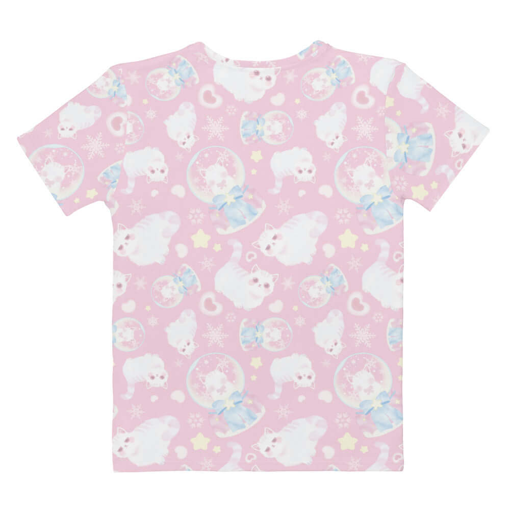 Soft and stylish Snow Kitten T-shirt, perfect for lounging or gym wear, featuring an adorable kitten print.