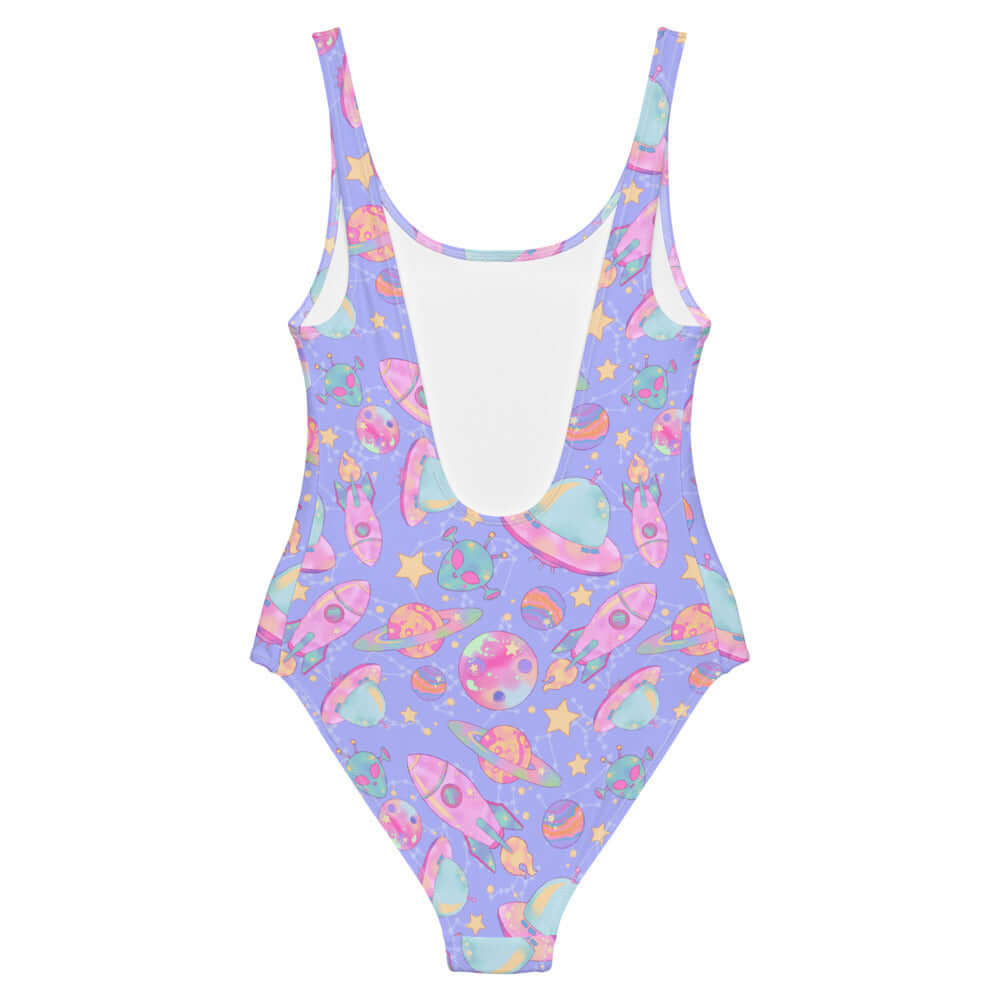 Flatter your figure in the Space One-Piece Swimsuit, perfect for poolside fun and beach adventures!