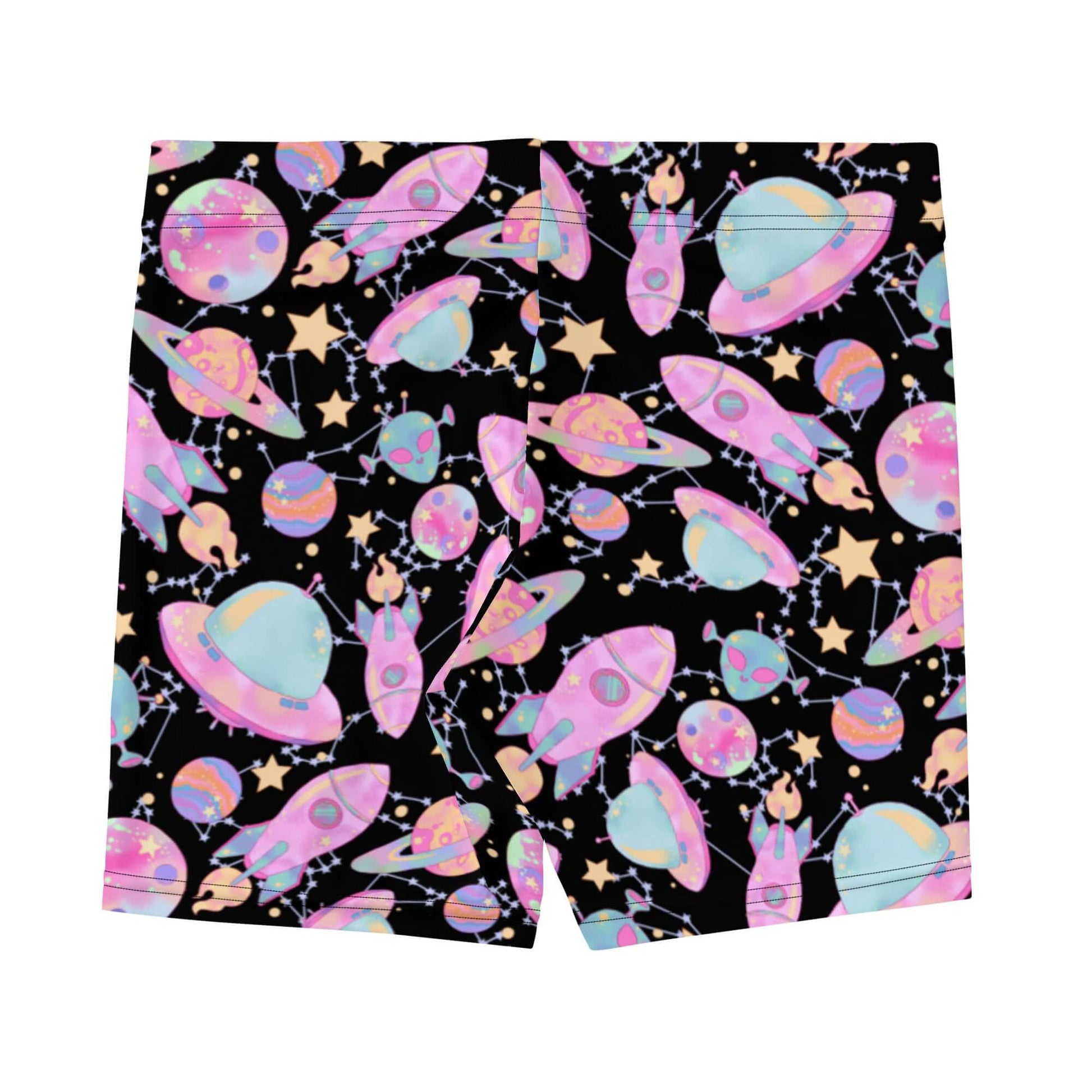 Colorful Space Shorts featuring planets and rockets, perfect for a stylish, comfortable wardrobe upgrade.