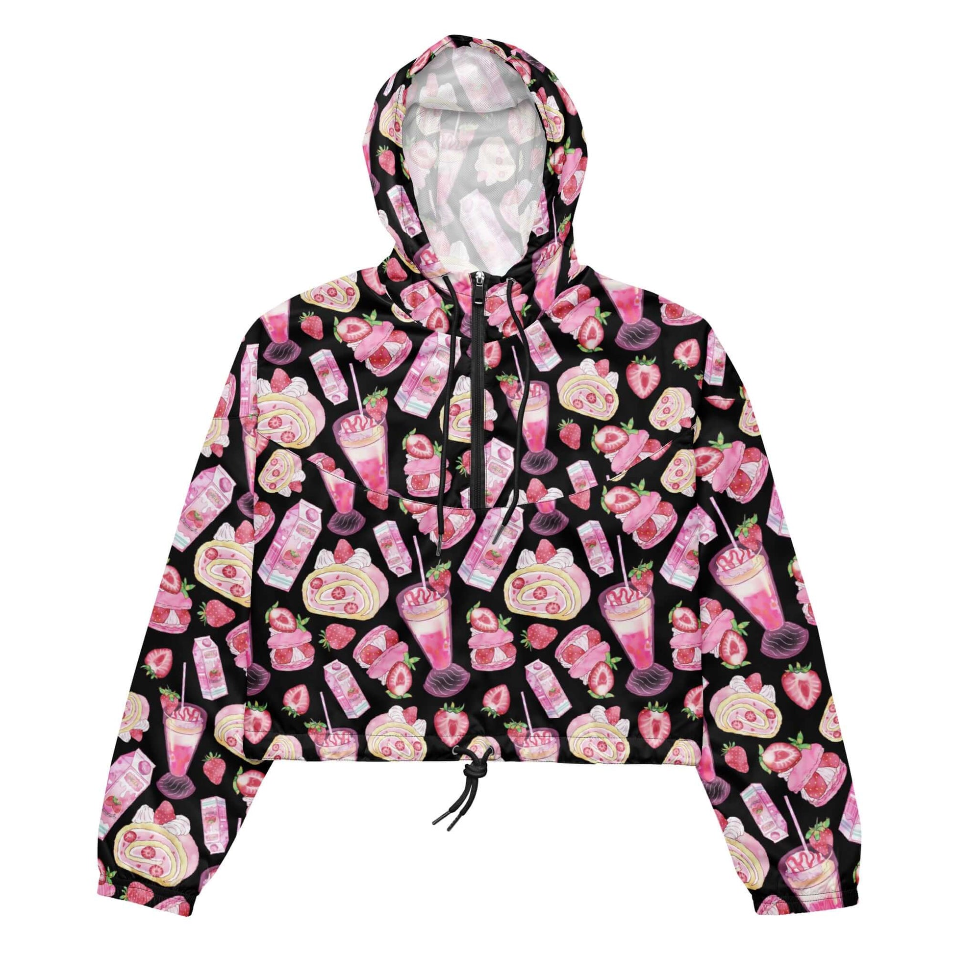 Stay stylish with the Strawberry cropped windbreaker, featuring a playful pattern and perfect for any occasion.