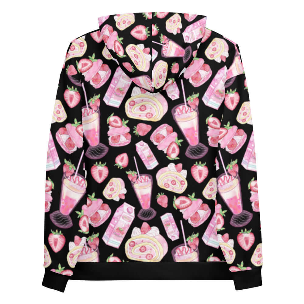 Pastel pink Strawberry Hoodie featuring a vibrant kawaii print, perfect for comfy, stylish outfits.