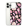 Stylish Strawberry iPhone® Clear Case featuring a vibrant dessert pattern, perfect for dessert lovers.
