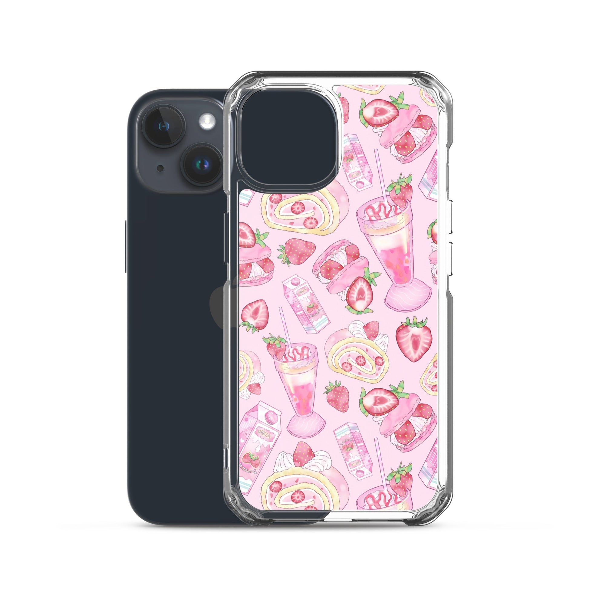Protect your phone with our Strawberry iPhone® Clear Case featuring a delightful pink dessert pattern.