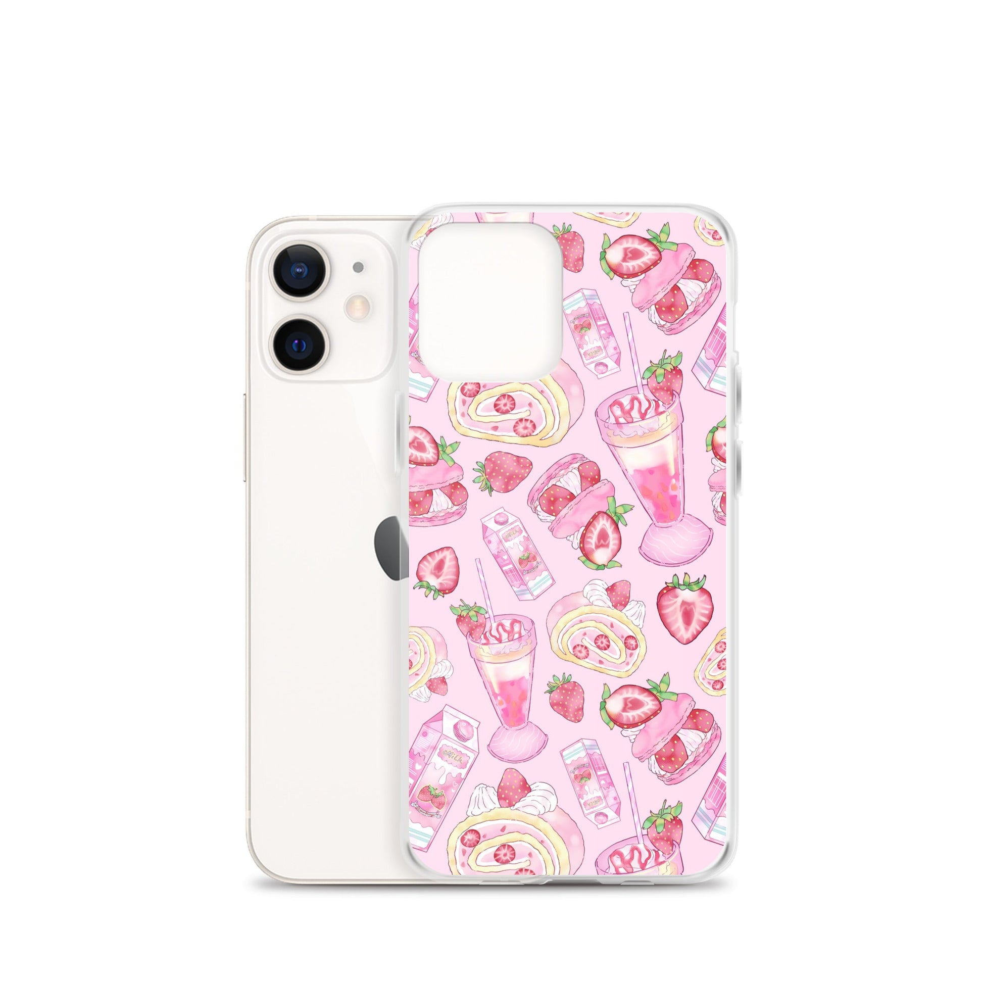 Sleek Strawberry iPhone® Clear Case features colorful dessert designs, protecting your phone in style. Perfect for dessert lovers!