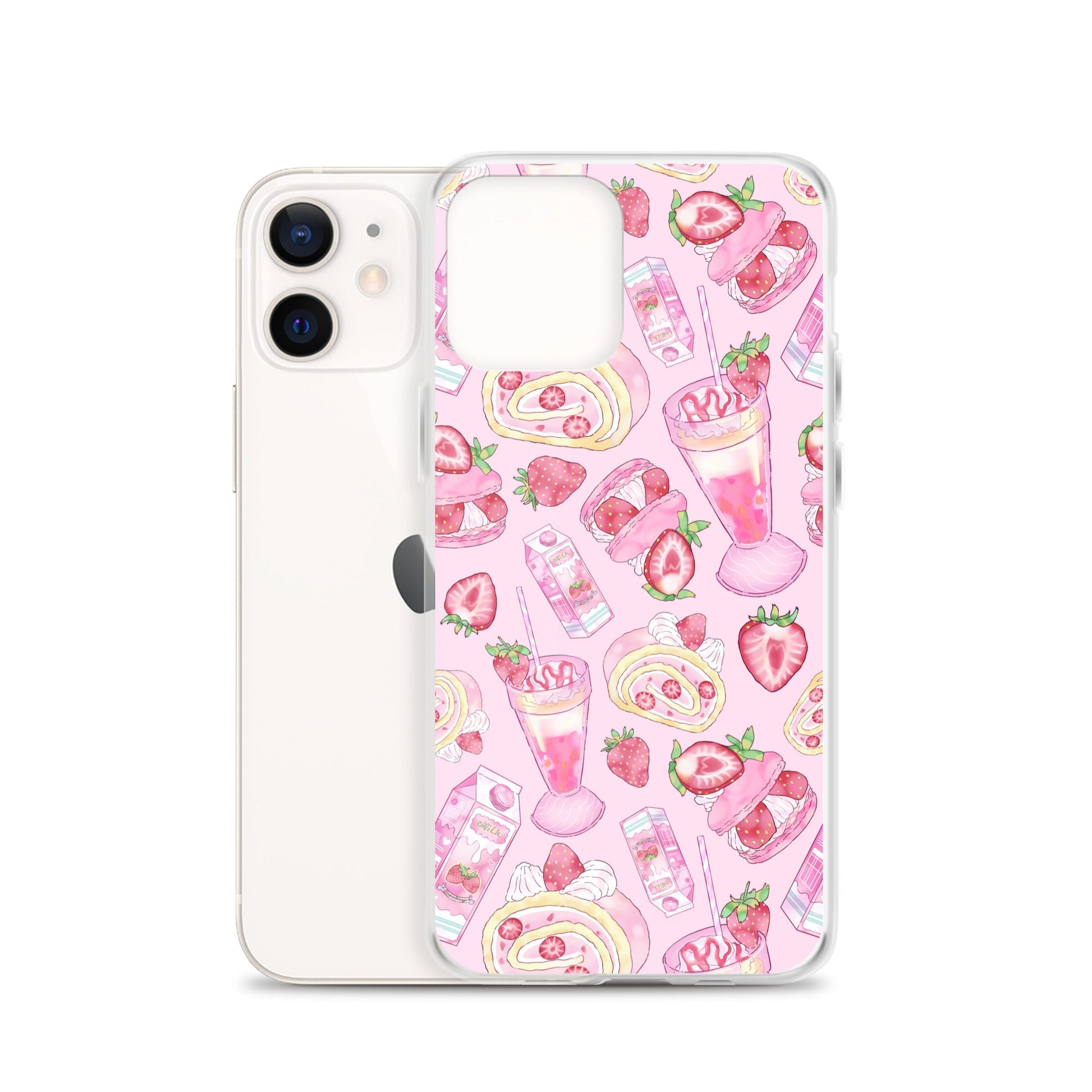 Stylish Strawberry iPhone® Clear Case showcases vibrant dessert designs while protecting your phone from daily wear.