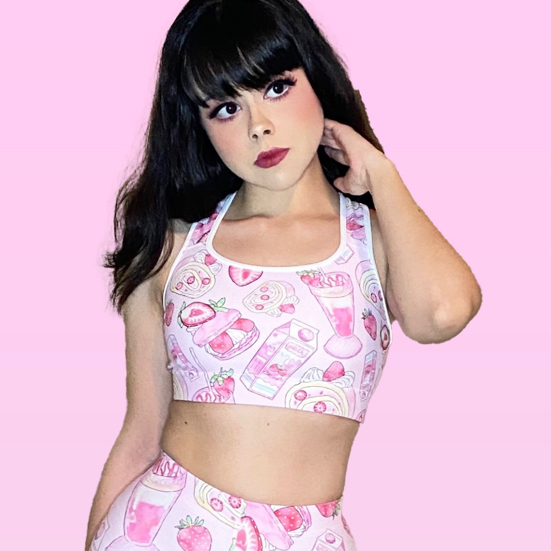 Stylish and supportive Strawberry Sports Bra, perfect for any occasion, featuring a sweet design and durable comfort.