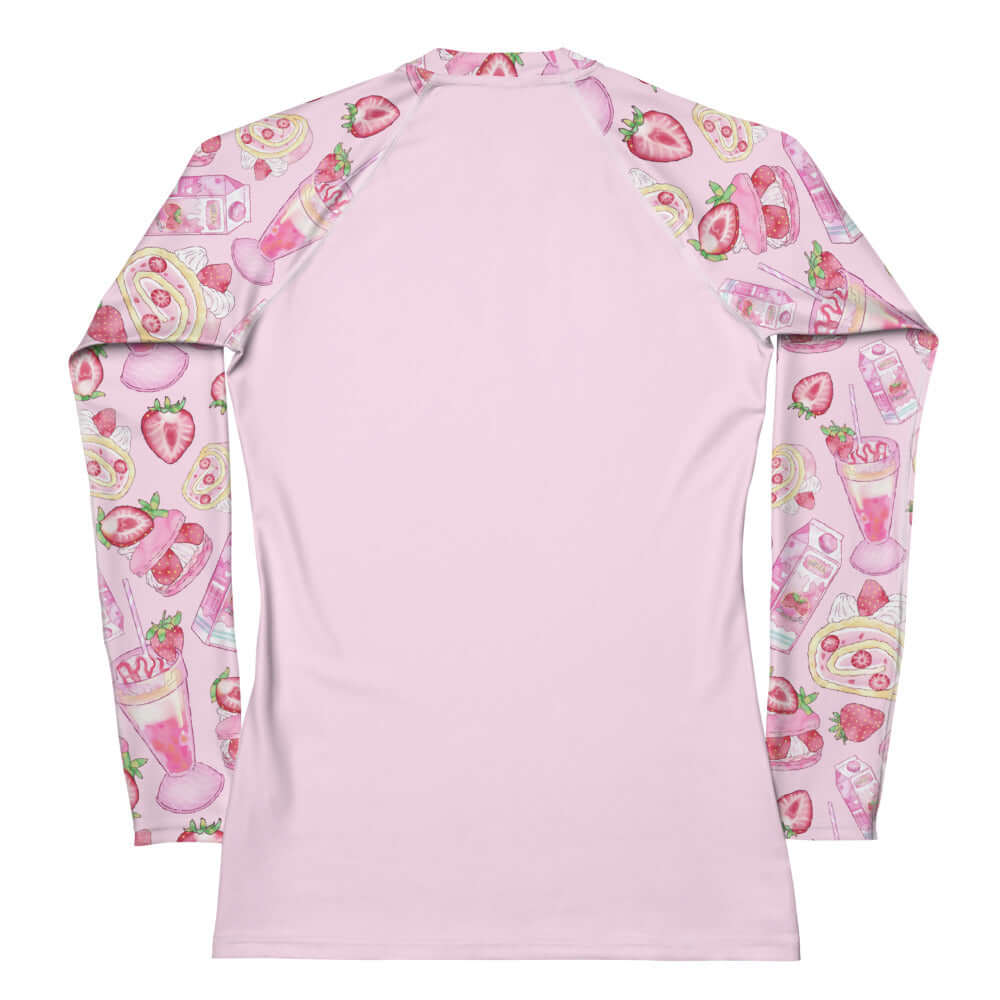 Stylish Strawberry Rash Guard features vibrant graphics, perfect for staying active and protected from the elements.