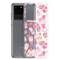 Stylish Strawberry Samsung® Clear Case featuring a fun fruit pattern, perfect for protecting your phone in style.