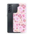 Vibrant Strawberry Samsung® Clear Case showcasing a pink dessert pattern for stylish phone protection.