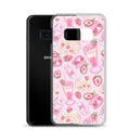 Stylish Strawberry Samsung® Clear Case featuring a pink dessert pattern for ultimate phone protection and aesthetic appeal.